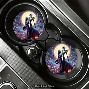 NEW Jack and Sally Love Set of 2 Acrylic Car Coasters Nightmare B4 Christmas